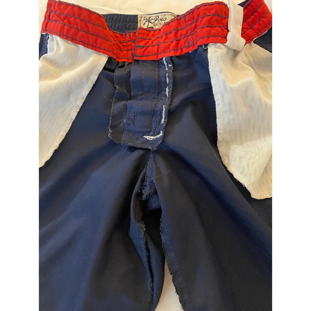 Polo Ralph Lauren Swim Trunks Kids Size M 10-12 Navy Blue Red Pony Logo Shorts